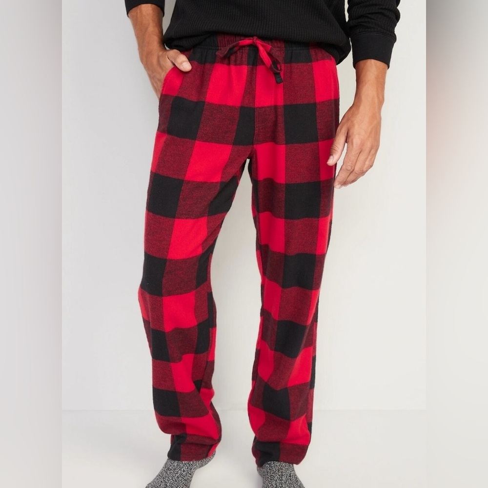 Old Navy Red & Black Buffalo Plaid Flannel Pajama Pants | Unisex | Size Medium
